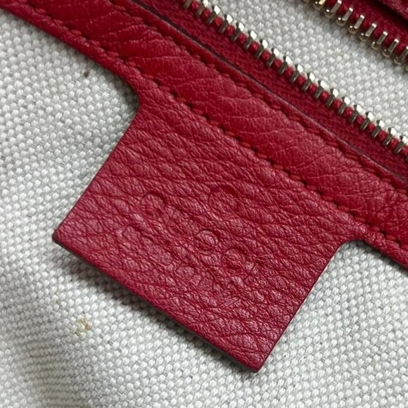 GUCCI BELLA TOTE BAG MONOGRAM CANVAS WITH RED LEATHER TRIM 100% AUTHENTIC - Picture 15 of 16